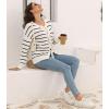 imageDisamer Womens 2025 Knit Cardigan Sweaters Fall Clothes Long Sleeve Fashion Casual Y2k Tie Open Front Cropped JacketsStripe Apricot