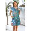 imageDisamer Womens Casual Dresses Short Sleeve Summer Dresses 2025 Boho Floral Beach Sundresses Spring ALine Dress with PocketsDewdrop Paint