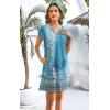 imageDisamer Womens Casual Dresses Short Sleeve Summer Dresses 2025 Boho Floral Beach Sundresses Spring ALine Dress with PocketsFloral Blue