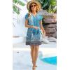 imageDisamer Womens Casual Dresses Short Sleeve Summer Dresses 2025 Boho Floral Beach Sundresses Spring ALine Dress with PocketsFloral Blue