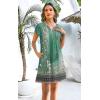 imageDisamer Womens Casual Dresses Short Sleeve Summer Dresses 2025 Boho Floral Beach Sundresses Spring ALine Dress with PocketsFloral Green