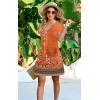 imageDisamer Womens Casual Dresses Short Sleeve Summer Dresses 2025 Boho Floral Beach Sundresses Spring ALine Dress with PocketsFloral Orange