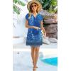 imageDisamer Womens Casual Dresses Short Sleeve Summer Dresses 2025 Boho Floral Beach Sundresses Spring ALine Dress with PocketsFloral Royal Blue
