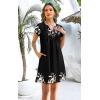 imageDisamer Womens Casual Dresses Short Sleeve Summer Dresses 2025 Boho Floral Beach Sundresses Spring ALine Dress with PocketsLeaf Black