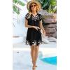 imageDisamer Womens Casual Dresses Short Sleeve Summer Dresses 2025 Boho Floral Beach Sundresses Spring ALine Dress with PocketsLeaf Black