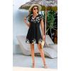 imageDisamer Womens Casual Dresses Short Sleeve Summer Dresses 2025 Boho Floral Beach Sundresses Spring ALine Dress with PocketsLeaf Black