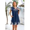 imageDisamer Womens Casual Dresses Short Sleeve Summer Dresses 2025 Boho Floral Beach Sundresses Spring ALine Dress with PocketsLeaf Blue