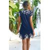 imageDisamer Womens Casual Dresses Short Sleeve Summer Dresses 2025 Boho Floral Beach Sundresses Spring ALine Dress with PocketsLeaf Blue