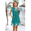 imageDisamer Womens Casual Dresses Short Sleeve Summer Dresses 2025 Boho Floral Beach Sundresses Spring ALine Dress with PocketsLeaf Light Green