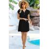 imageDisamer Womens Casual Dresses Short Sleeve Summer Dresses 2025 Boho Floral Beach Sundresses Spring ALine Dress with PocketsPure Black