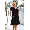imageDisamer Womens Casual Dresses Short Sleeve Summer Dresses 2025 Boho Floral Beach Sundresses Spring ALine Dress with PocketsPure Black