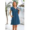 imageDisamer Womens Casual Dresses Short Sleeve Summer Dresses 2025 Boho Floral Beach Sundresses Spring ALine Dress with PocketsPure Blue