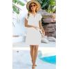 imageDisamer Womens Casual Dresses Short Sleeve Summer Dresses 2025 Boho Floral Beach Sundresses Spring ALine Dress with PocketsPure White