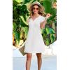 imageDisamer Womens Casual Dresses Short Sleeve Summer Dresses 2025 Boho Floral Beach Sundresses Spring ALine Dress with PocketsPure White