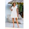 imageDisamer Womens Casual Dresses Short Sleeve Summer Dresses 2025 Boho Floral Beach Sundresses Spring ALine Dress with PocketsPure White
