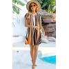 imageDisamer Womens Casual Dresses Short Sleeve Summer Dresses 2025 Boho Floral Beach Sundresses Spring ALine Dress with PocketsStriped Orange