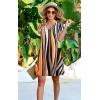 imageDisamer Womens Casual Dresses Short Sleeve Summer Dresses 2025 Boho Floral Beach Sundresses Spring ALine Dress with PocketsStriped Orange