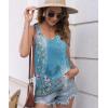 imageDisamer Womens Tank Tops 2025 Loose Fit Casual Summer Spaghetti Strap Trendy Spring Cute Lace Sleeveless T ShirtsFlower Blue