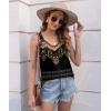 imageDisamer Womens Tank Tops 2025 Loose Fit Casual Summer Spaghetti Strap Trendy Spring Cute Lace Sleeveless T ShirtsFlower Vine Black