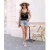 imageDisamer Womens Tank Tops 2025 Loose Fit Casual Summer Spaghetti Strap Trendy Spring Cute Lace Sleeveless T ShirtsFlower Vine Black