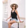 imageDisamer Womens Tank Tops 2025 Loose Fit Casual Summer Spaghetti Strap Trendy Spring Cute Lace Sleeveless T ShirtsLace Black