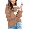 imageFall Clothes for Women 2025 Trendy Fashion Oversized Sweaters Color Block Long Sleeve Knited Pullover Tops Winter OutfitsBrown