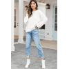 imageFall Clothes for Women 2025 Trendy Fashion Oversized Sweaters Color Block Long Sleeve Knited Pullover Tops Winter OutfitsWhite