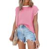 imageDisamer Cap Sleeve Knit Sweater Tops Sleeveless Vest 2025 Spring Clothes Oversized Summer Tank Trendy Short Sleeve T ShirtsPure Pink