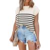 imageDisamer Cap Sleeve Knit Sweater Tops Sleeveless Vest 2025 Spring Clothes Oversized Summer Tank Trendy Short Sleeve T ShirtsStripe Apricot