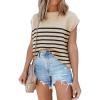 imageDisamer Cap Sleeve Knit Sweater Tops Sleeveless Vest 2025 Spring Clothes Oversized Summer Tank Trendy Short Sleeve T ShirtsStripe Khaki