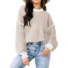 imageDisamer Fall Sweaters for Women 2023 Trendy Winter Crew Neck Knit Tops Batwing Long Sleeve Lightweight Pullover Sweater A Apricot