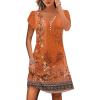 imageDisamer Womens Casual Dresses Short Sleeve Summer Dresses 2025 Boho Floral Beach Sundresses Spring ALine Dress with PocketsFloral Orange