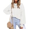 imageFall Clothes for Women 2025 Trendy Fashion Oversized Sweaters Color Block Long Sleeve Knited Pullover Tops Winter OutfitsWhite
