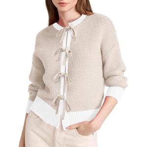 imageDisamer Womens 2025 Knit Cardigan Sweaters Fall Clothes Long Sleeve Fashion Casual Y2k Tie Open Front Cropped JacketsApricot