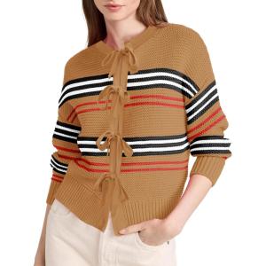 imageDisamer Womens 2025 Knit Cardigan Sweaters Fall Clothes Long Sleeve Fashion Casual Y2k Tie Open Front Cropped JacketsColor Brown