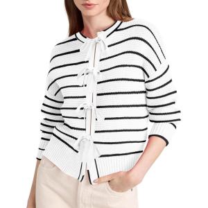 imageDisamer Womens 2025 Knit Cardigan Sweaters Fall Clothes Long Sleeve Fashion Casual Y2k Tie Open Front Cropped JacketsLine White