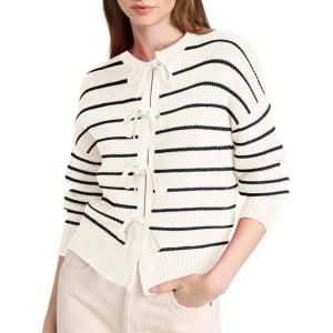 imageDisamer Womens 2025 Knit Cardigan Sweaters Fall Clothes Long Sleeve Fashion Casual Y2k Tie Open Front Cropped JacketsStripe Apricot