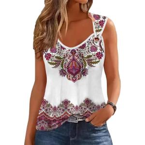 imageDisamer Womens Tank Tops 2025 Loose Fit Casual Summer Spaghetti Strap Trendy Spring Cute Lace Sleeveless T ShirtsFlower Vine Red