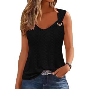 imageDisamer Womens Tank Tops 2025 Loose Fit Casual Summer Spaghetti Strap Trendy Spring Cute Lace Sleeveless T ShirtsLace Black