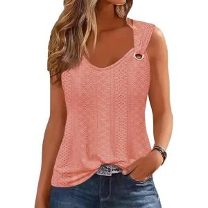imageDisamer Womens Tank Tops 2025 Loose Fit Casual Summer Spaghetti Strap Trendy Spring Cute Lace Sleeveless T ShirtsLace Orange