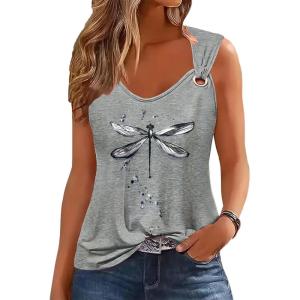 imageDisamer Womens Tank Tops 2025 Loose Fit Casual Summer Spaghetti Strap Trendy Spring Cute Lace Sleeveless T ShirtsPrint Dragonfly