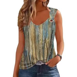 imageDisamer Womens Tank Tops 2025 Loose Fit Casual Summer Spaghetti Strap Trendy Spring Cute Lace Sleeveless T ShirtsStriped Yellow