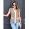 imageDisamer Sweaters Vest Tops for Women 2025 Summer Sleeveless T Shirts Button Down Cardigans Casual Knit Spring ClothesBrown