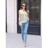 imageDisamer Sweaters Vest Tops for Women 2025 Summer Sleeveless T Shirts Button Down Cardigans Casual Knit Spring ClothesStripe Apricot