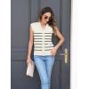 imageDisamer Sweaters Vest Tops for Women 2025 Summer Sleeveless T Shirts Button Down Cardigans Casual Knit Spring ClothesStripe Apricot