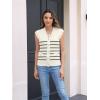 imageDisamer Sweaters Vest Tops for Women 2025 Summer Sleeveless T Shirts Button Down Cardigans Casual Knit Spring ClothesStripe Apricot
