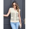 imageDisamer Sweaters Vest Tops for Women 2025 Summer Sleeveless T Shirts Button Down Cardigans Casual Knit Spring ClothesStripe Apricot