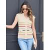 imageDisamer Sweaters Vest Tops for Women 2025 Summer Sleeveless T Shirts Button Down Cardigans Casual Knit Spring ClothesStripe Color
