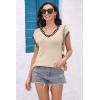 imageDisamer Womens Short Sleeve Sweater Tops 2025 Summer Sleeveless Vests Loose fit Tank Cap Sleeve Knit Spring OutfitsBraid Apricot