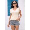 imageDisamer Womens Short Sleeve Sweater Tops 2025 Summer Sleeveless Vests Loose fit Tank Cap Sleeve Knit Spring OutfitsColor Apricot